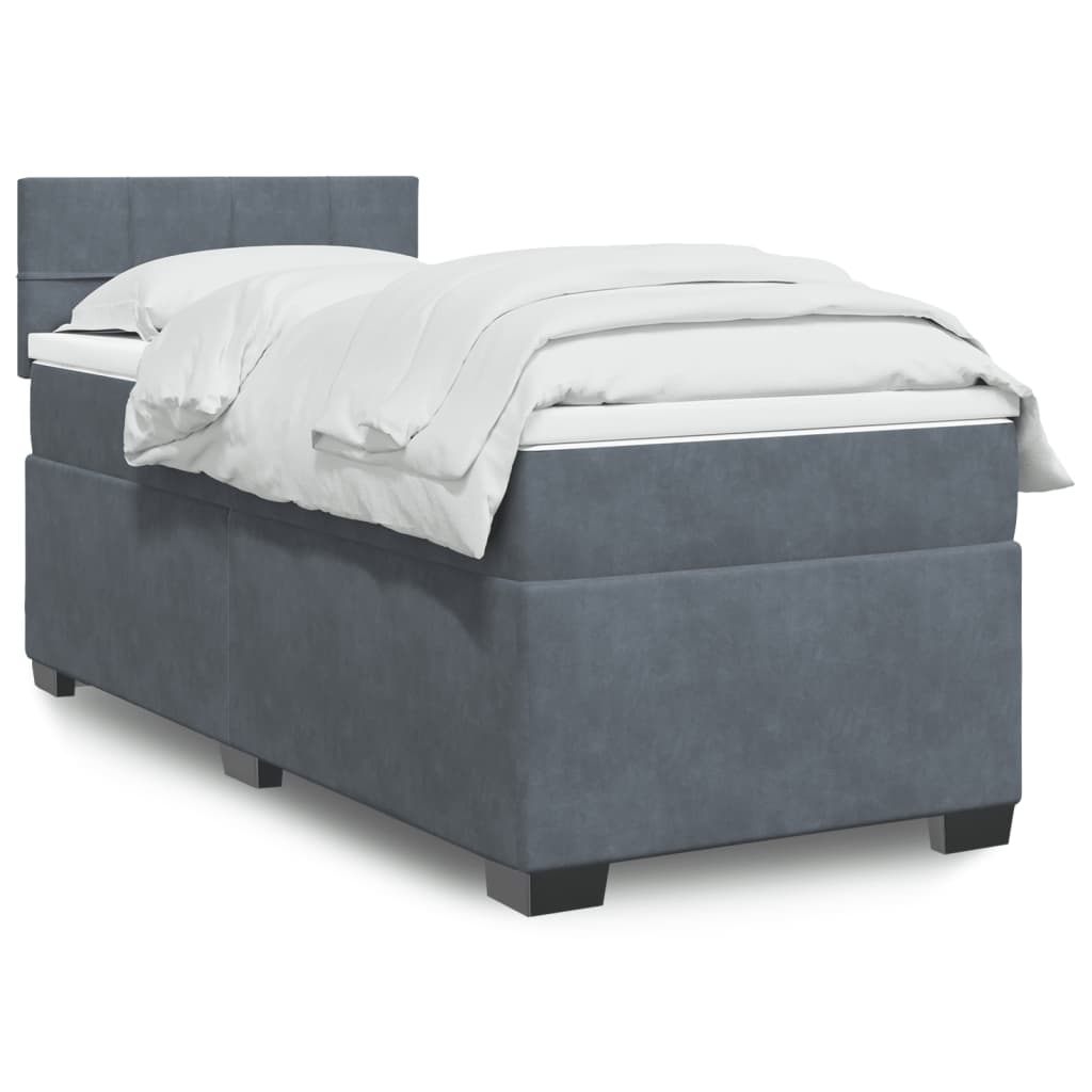 vidaXL Posteľný rám boxspring s matracom tmavosivý 100x200 cm zamat
