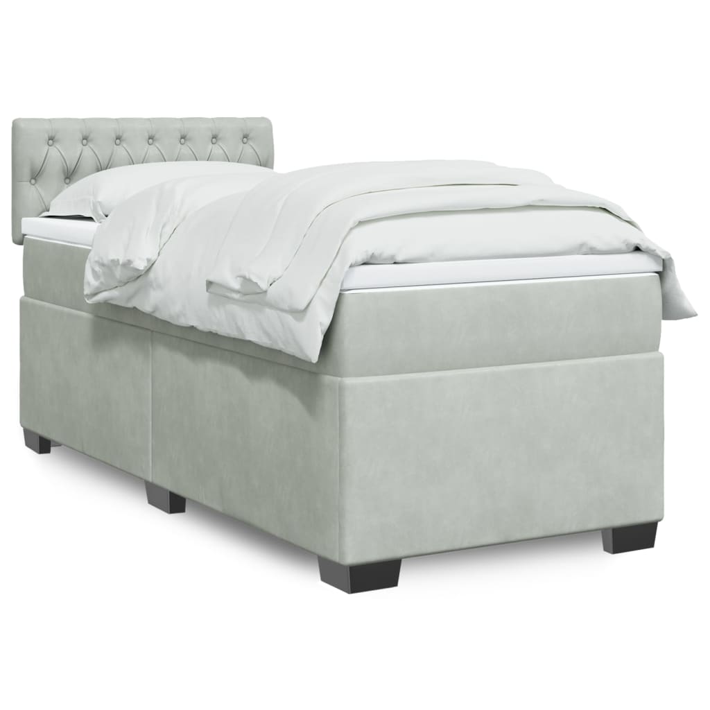 vidaXL Posteľný rám boxsping s matracom bledosivý 90x190 cm zamat