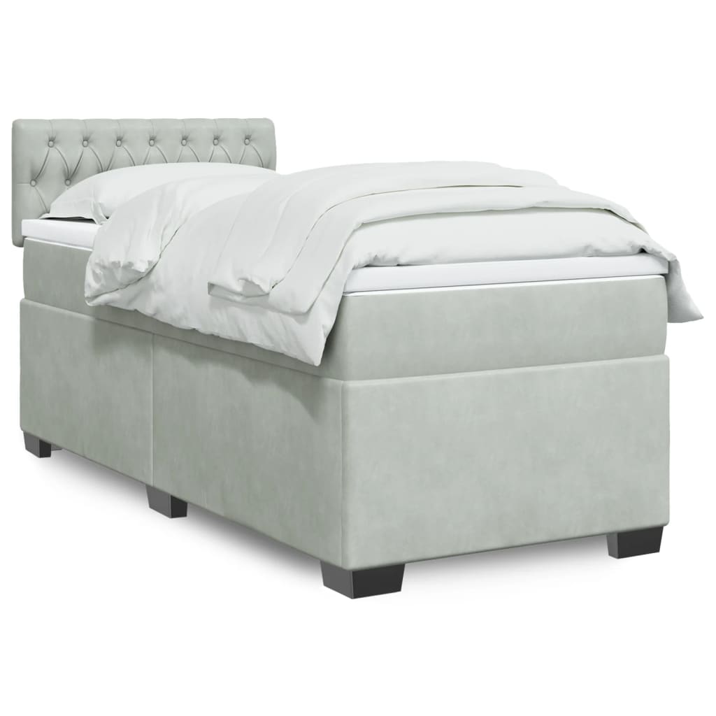 vidaXL Posteľný rám boxsping s matracom bledosivý 90x190 cm zamat