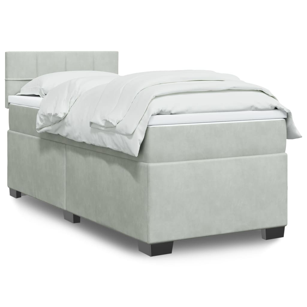 vidaXL Posteľný rám boxsping s matracom bledosivý 100x200 cm zamat