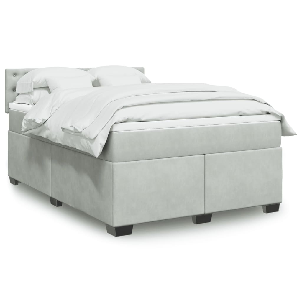 vidaXL Posteľný rám boxsping s matracom bledosivý 140x190 cm zamat