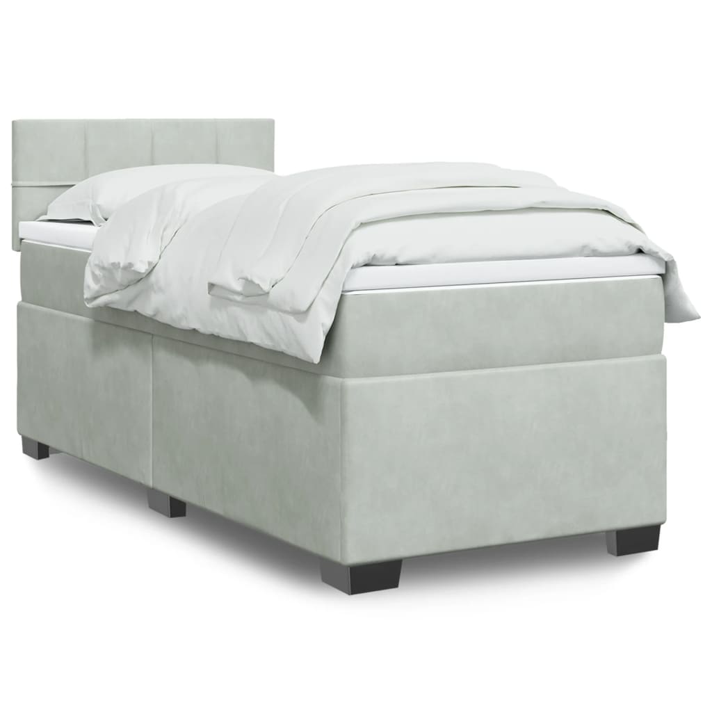 vidaXL Posteľný rám boxsping s matracom bledosivý 90x190 cm zamat