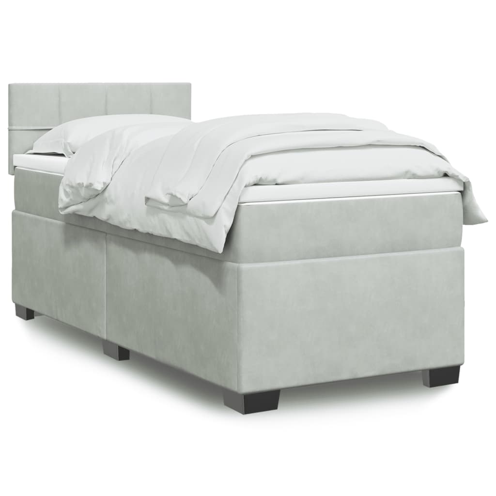 vidaXL Posteľný rám boxsping s matracom bledosivý 90x190 cm zamat