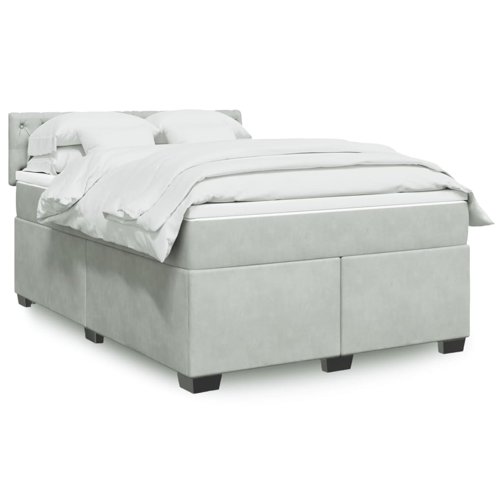 vidaXL Posteľný rám boxsping s matracom bledosivý 140x190 cm zamat