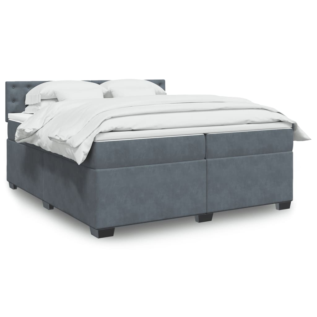 vidaXL Posteľný rám boxspring s matracom tmavosivý 200x200 cm zamat