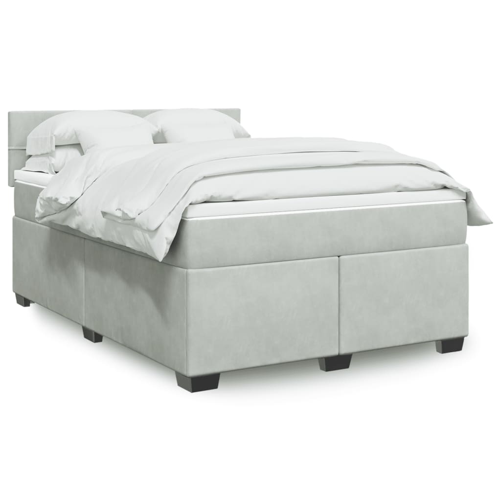 vidaXL Posteľný rám boxsping s matracom bledosivý 140x190 cm zamat