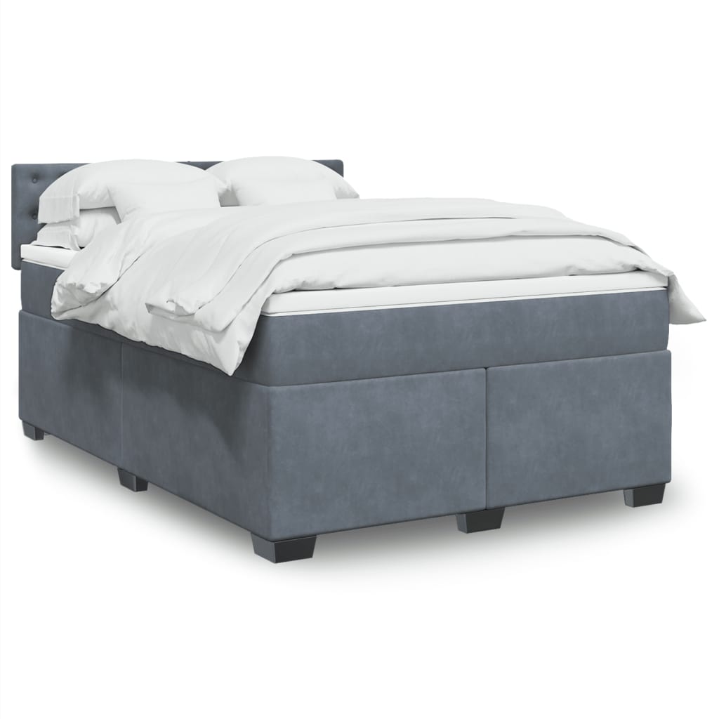 vidaXL Posteľný rám boxspring s matracom tmavosivý 140x190 cm zamat