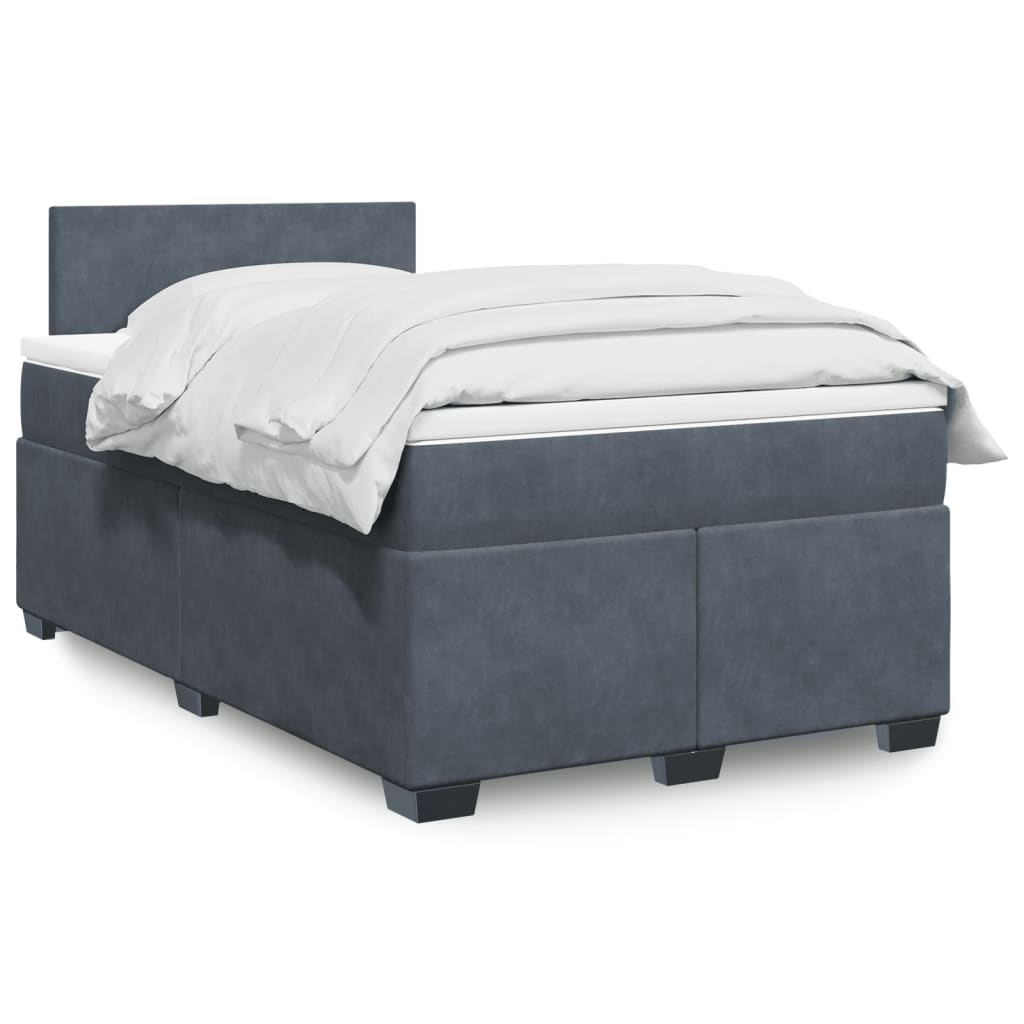 vidaXL Posteľný rám boxspring s matracom tmavosivý 90x190 cm zamat