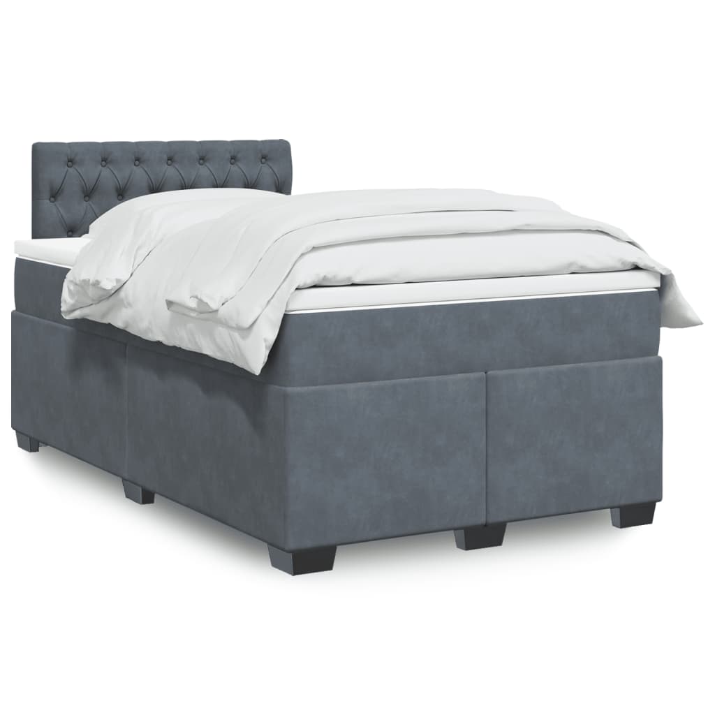 vidaXL Posteľný rám boxspring s matracom tmavosivý 90x190 cm zamat