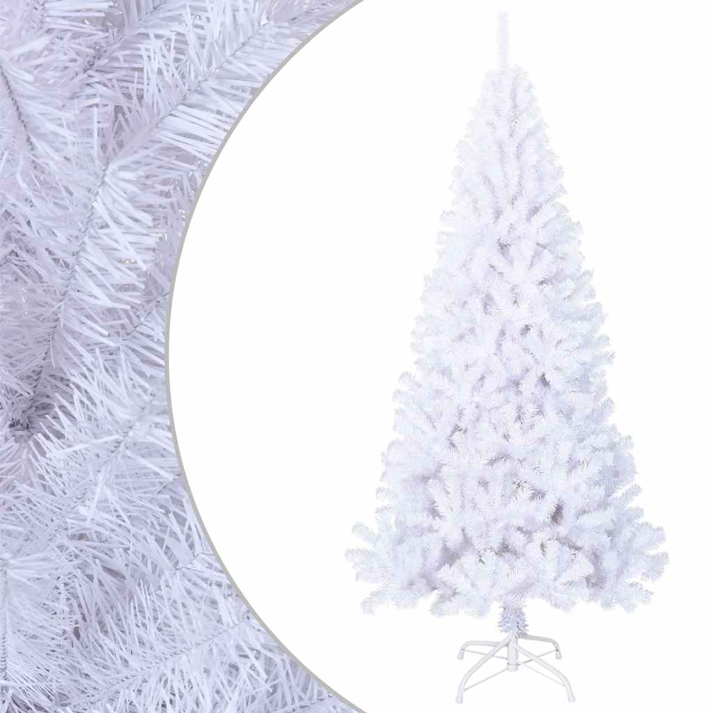 vidaXL Umelý vianočný stromček s hustým ihličím, biely 180 cm, PVC