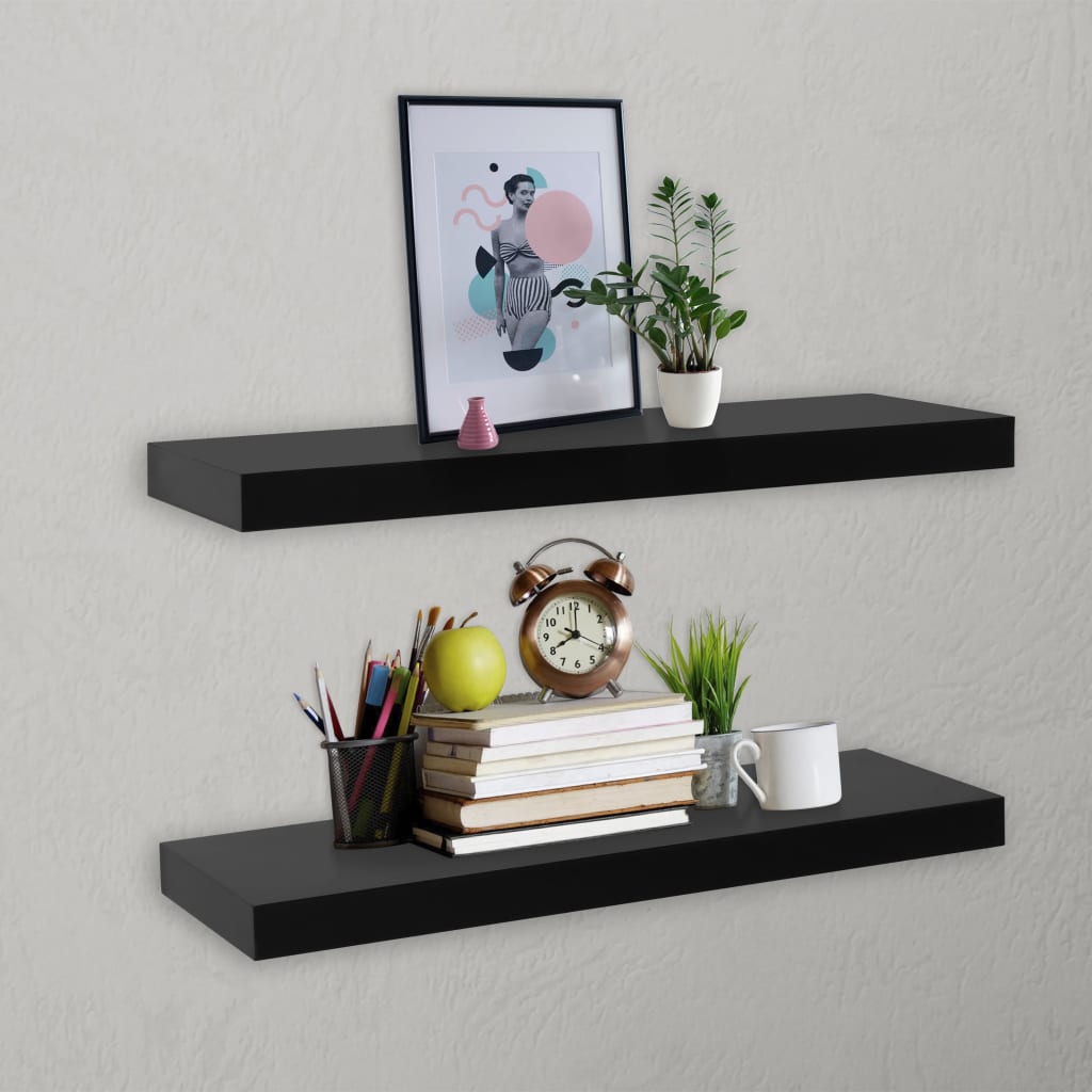 vidaXL Plávajúce nástenné police 2 ks čierne 60x20x3,8 cm