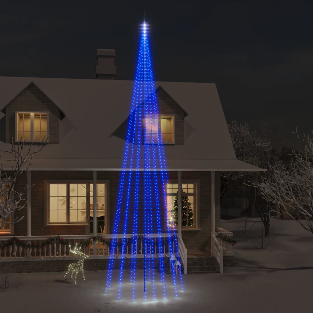 vidaXL Vianočný stromček na stožiari 1134 modrých LED 800 cm