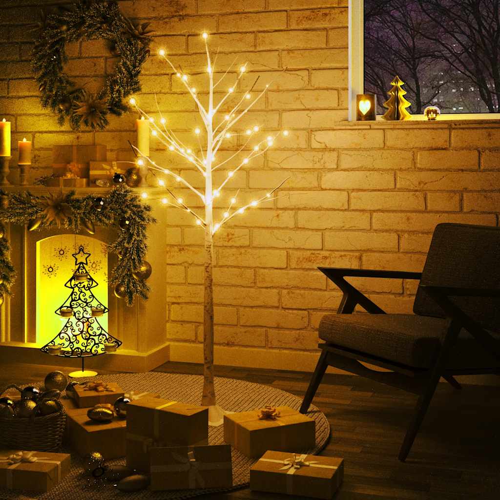 vidaXL LED strom s dizajnom bielej brezy 72 teplých bielych LED 150cm