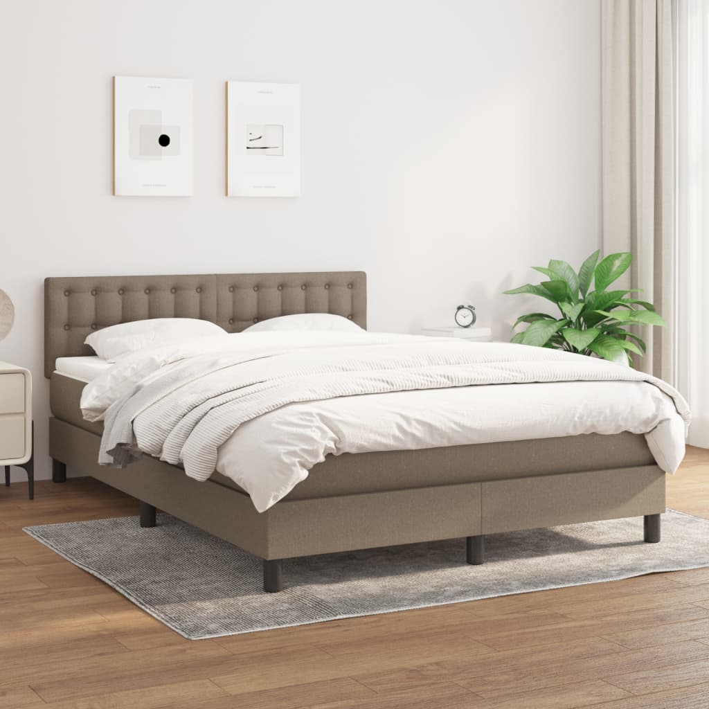 vidaXL Posteľný rám boxspring s matracom sivohned 140x200 cm látka