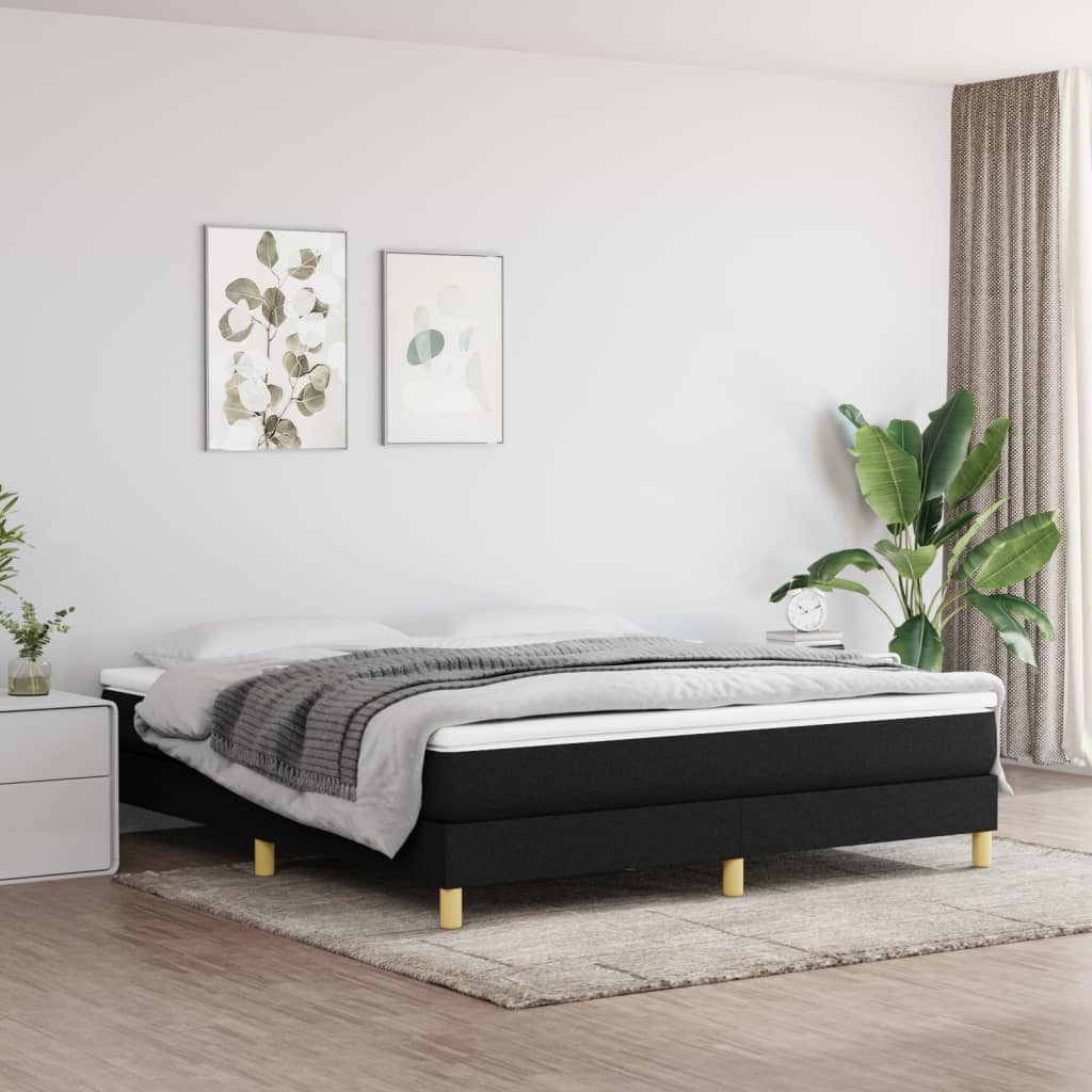 vidaXL Posteľný rám boxspring s matracom čierny 160x200 cm látka