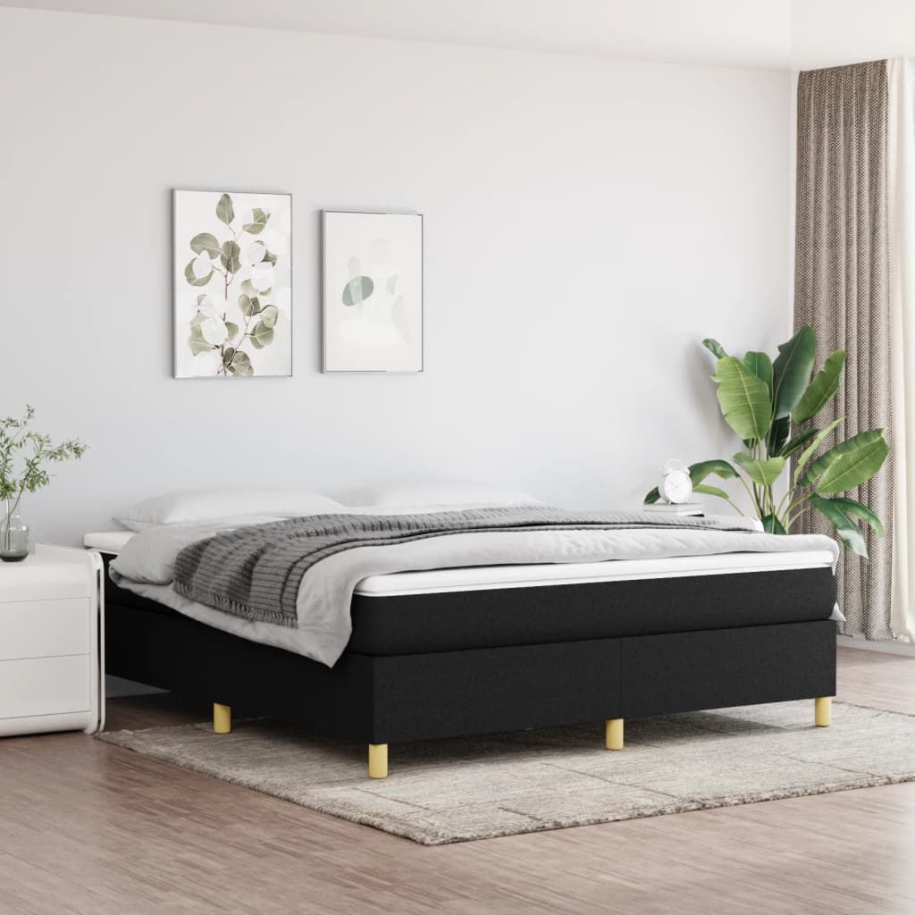 vidaXL Posteľný rám boxspring s matracom čierny 160x200 cm látka