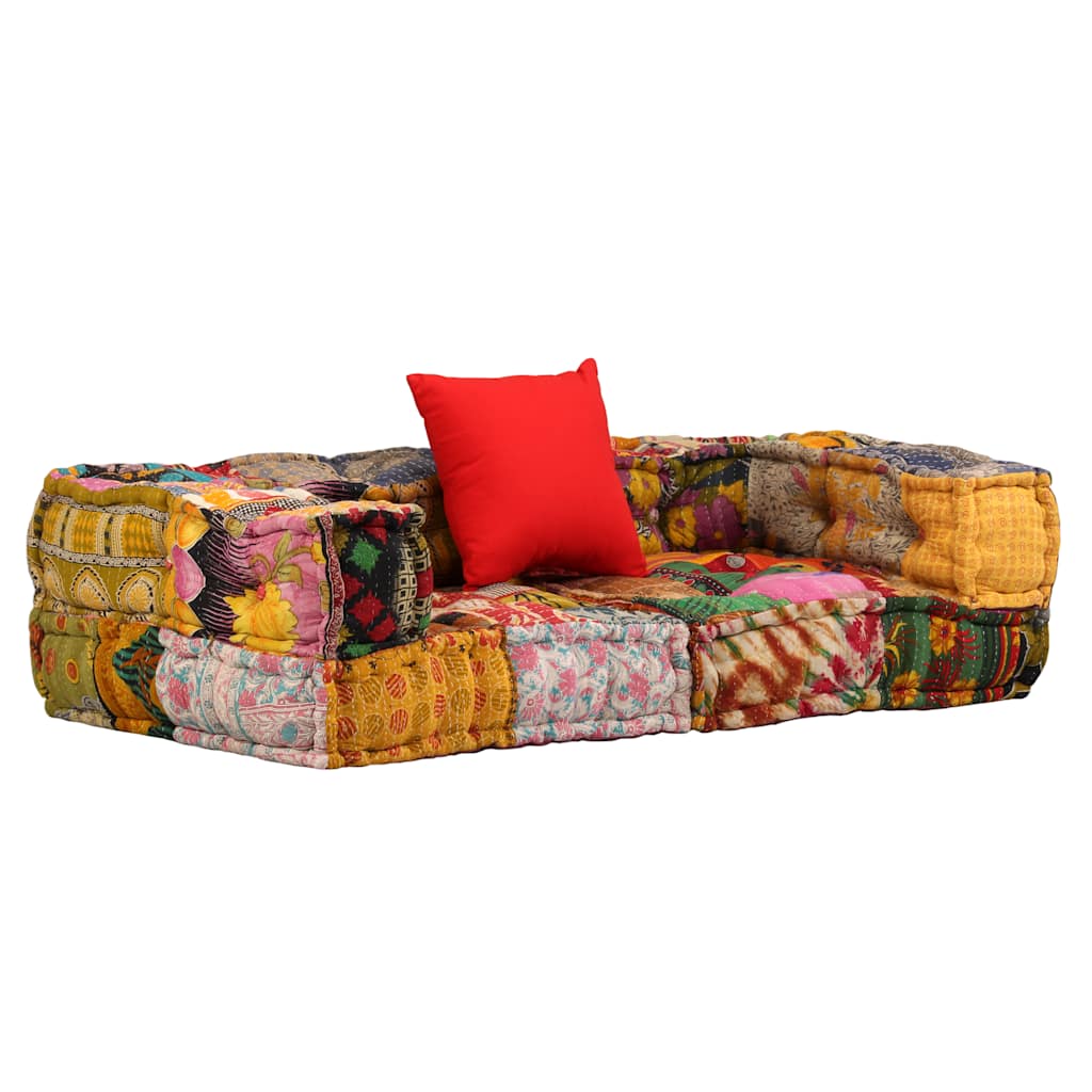 vidaXL 2-miestna modulárna taburetka, patchwork, látka