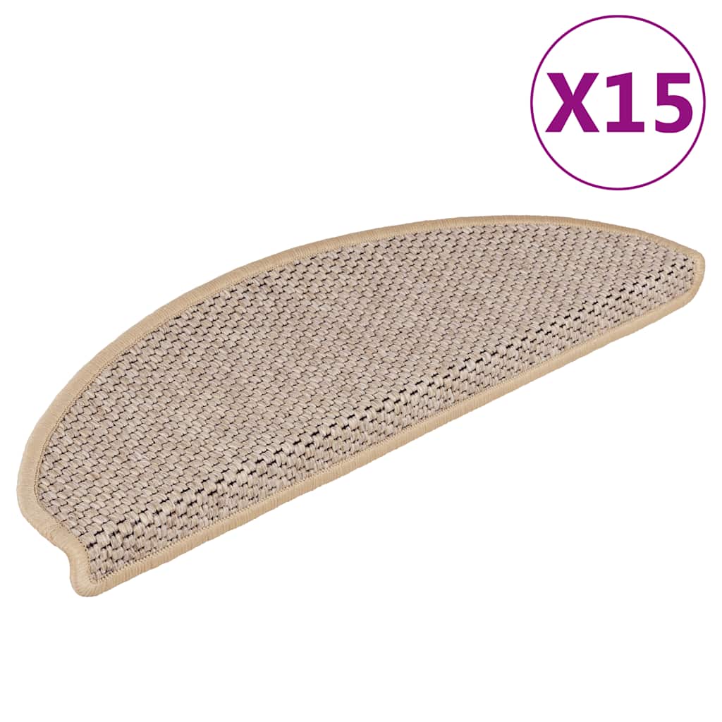 vidaXL Samolepiace nášľapy na schody vzhľad sisalu 15 ks 65x21x4 cm