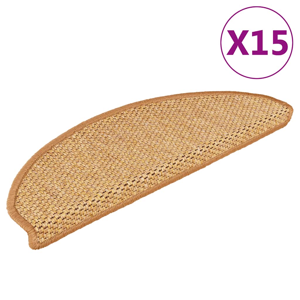 vidaXL Samolepiace nášľapy na schody, sisalový vzhľad 15 ks 65x21x4 cm