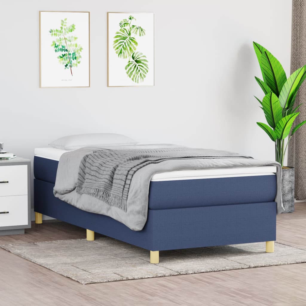 vidaXL Posteľný rám boxspring s matracom modrý 90x190 cm látka