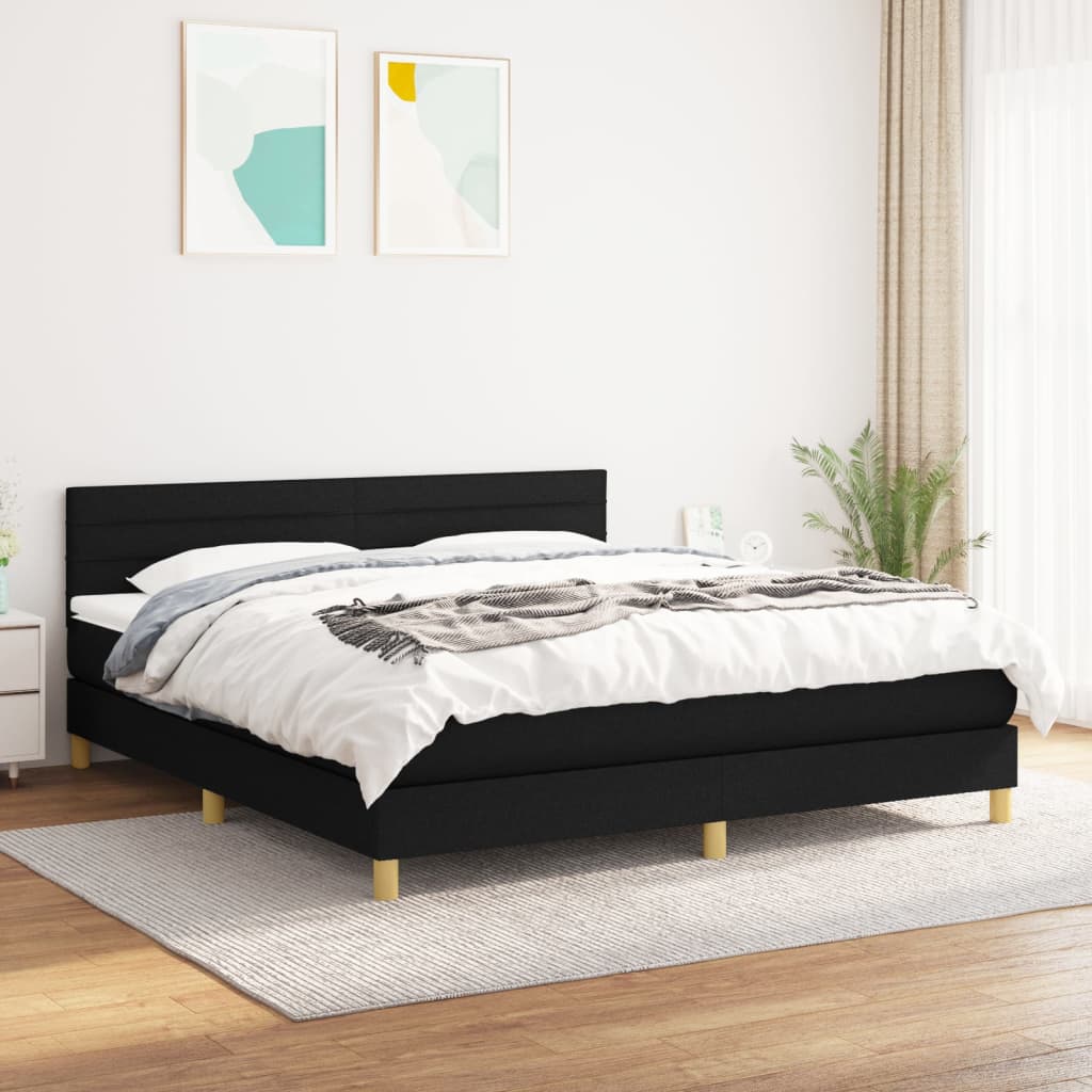 vidaXL Posteľný rám boxspring s matracom čierny 160x200 cm látka