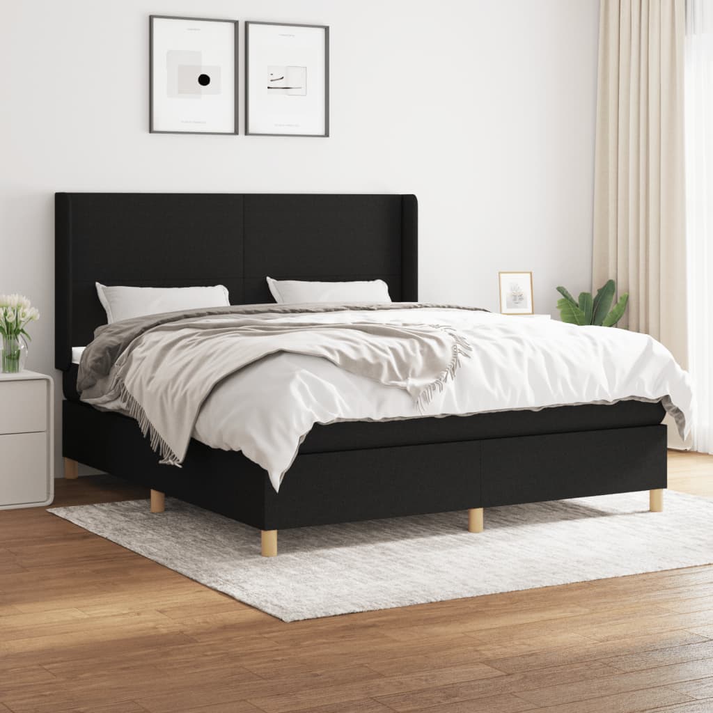 vidaXL Posteľný rám boxspring s matracom čierny 160x200 cm látka