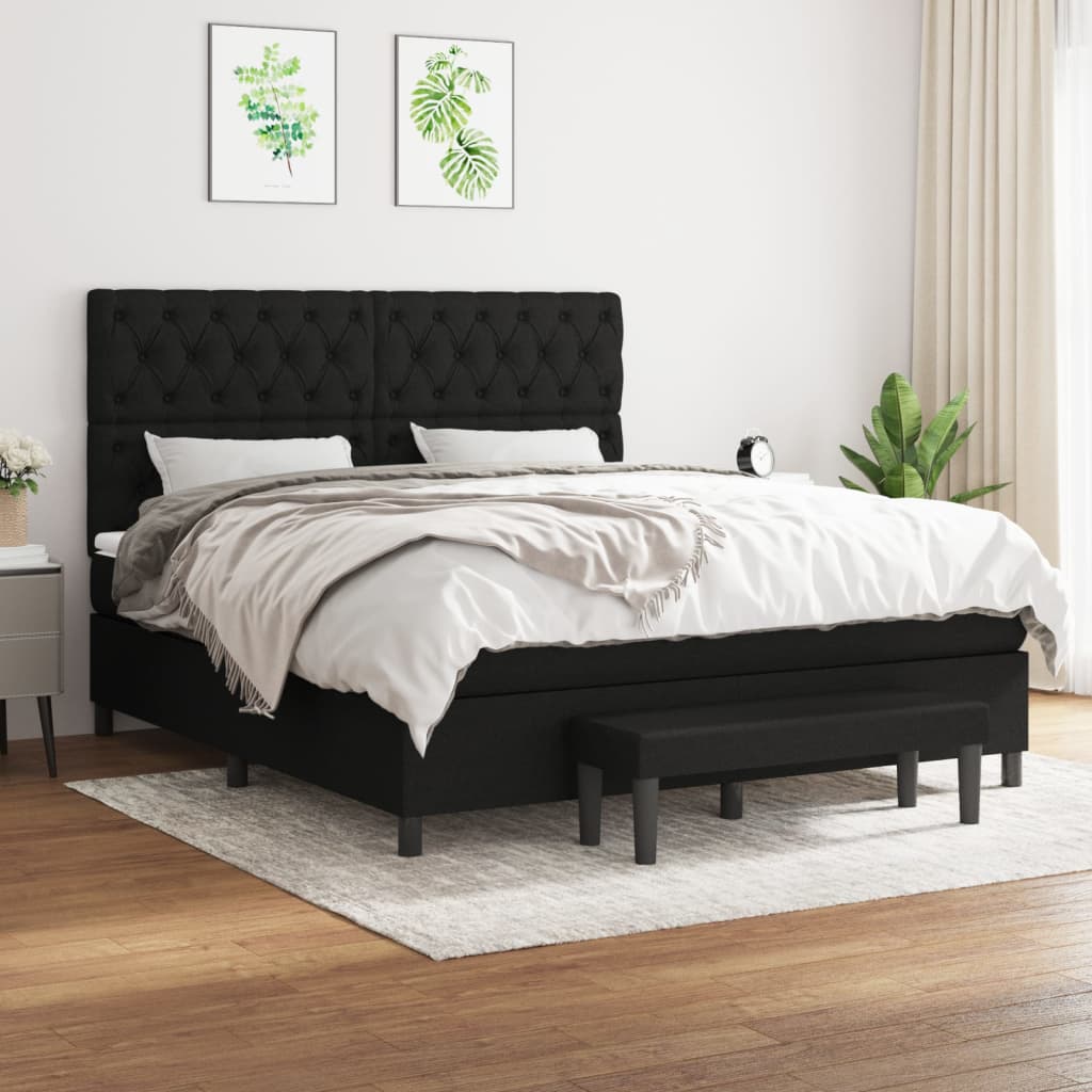vidaXL Posteľný rám boxspring s matracom čierny 160x200 cm látka
