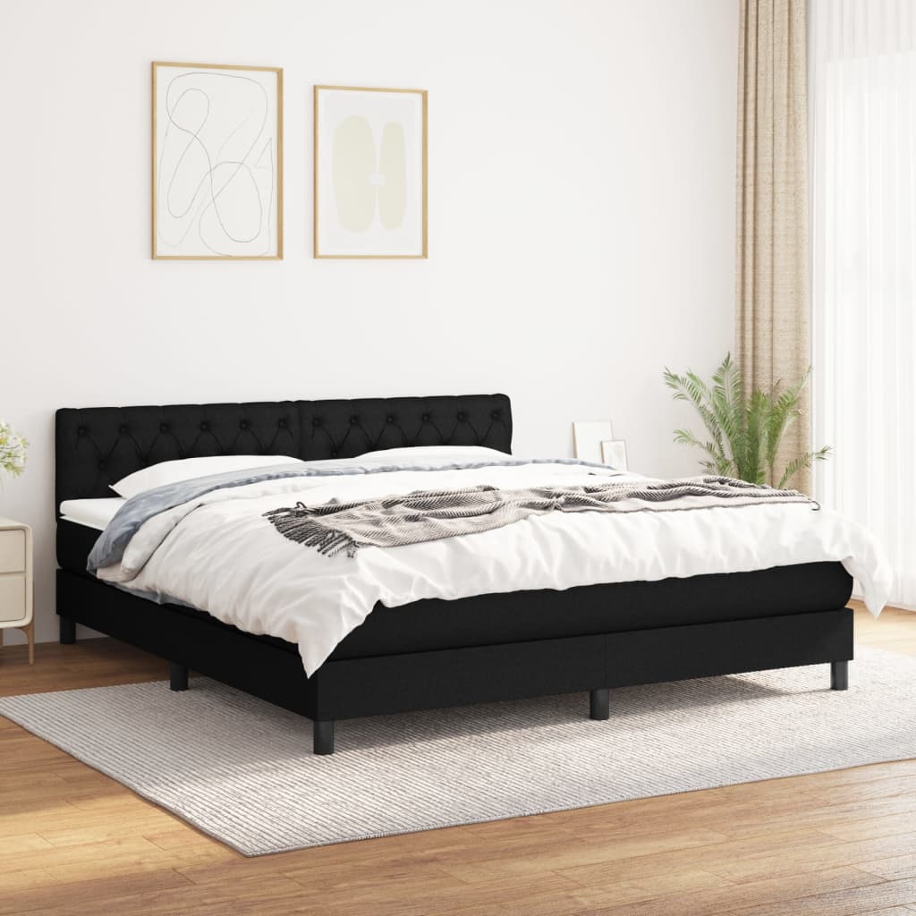 vidaXL Posteľný rám boxspring s matracom čierny 160x200 cm látka