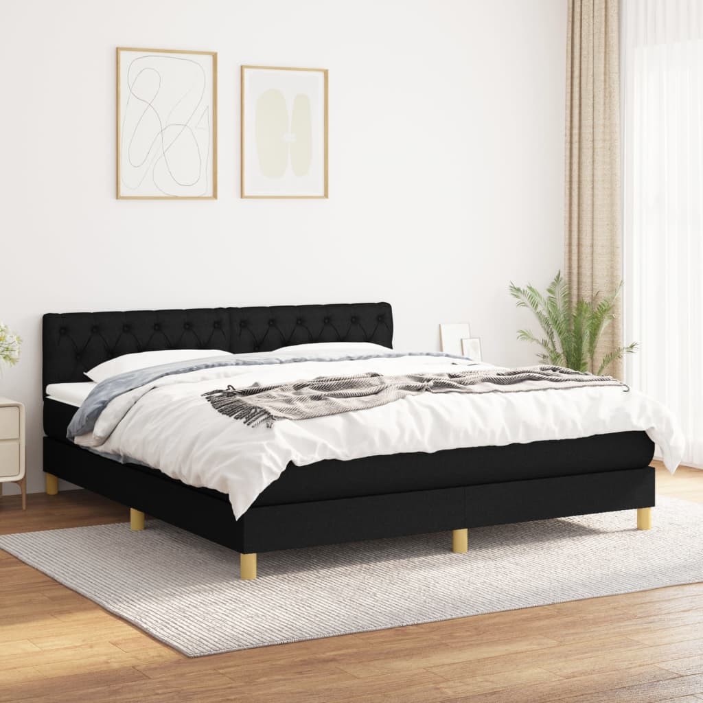 vidaXL Posteľný rám boxspring s matracom čierny 160x200 cm látka