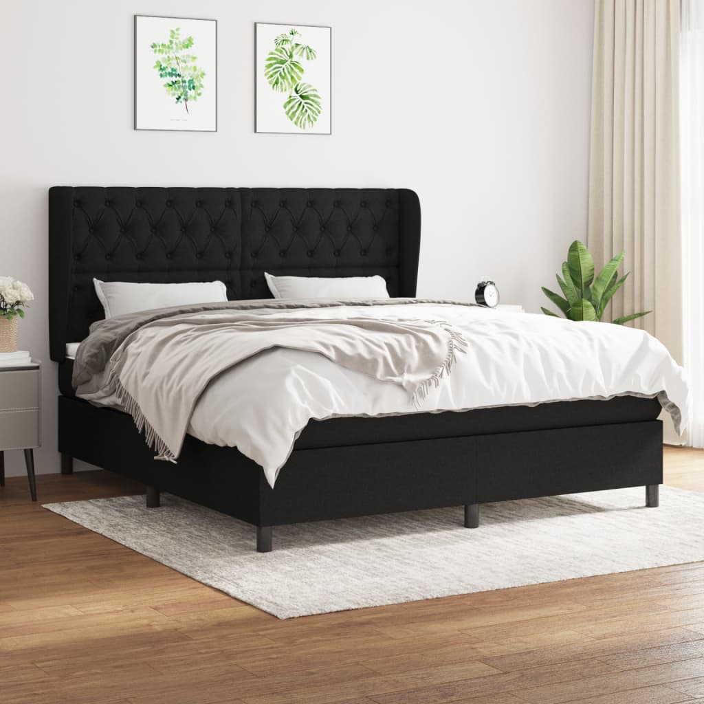 vidaXL Posteľný rám boxspring s matracom čierny 160x200 cm látka