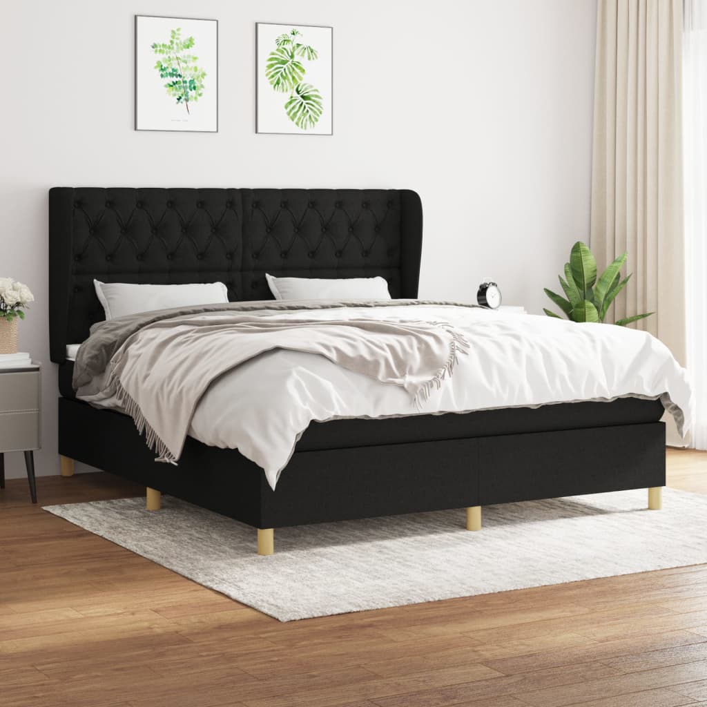 vidaXL Posteľný rám boxspring s matracom čierny 160x200 cm látka