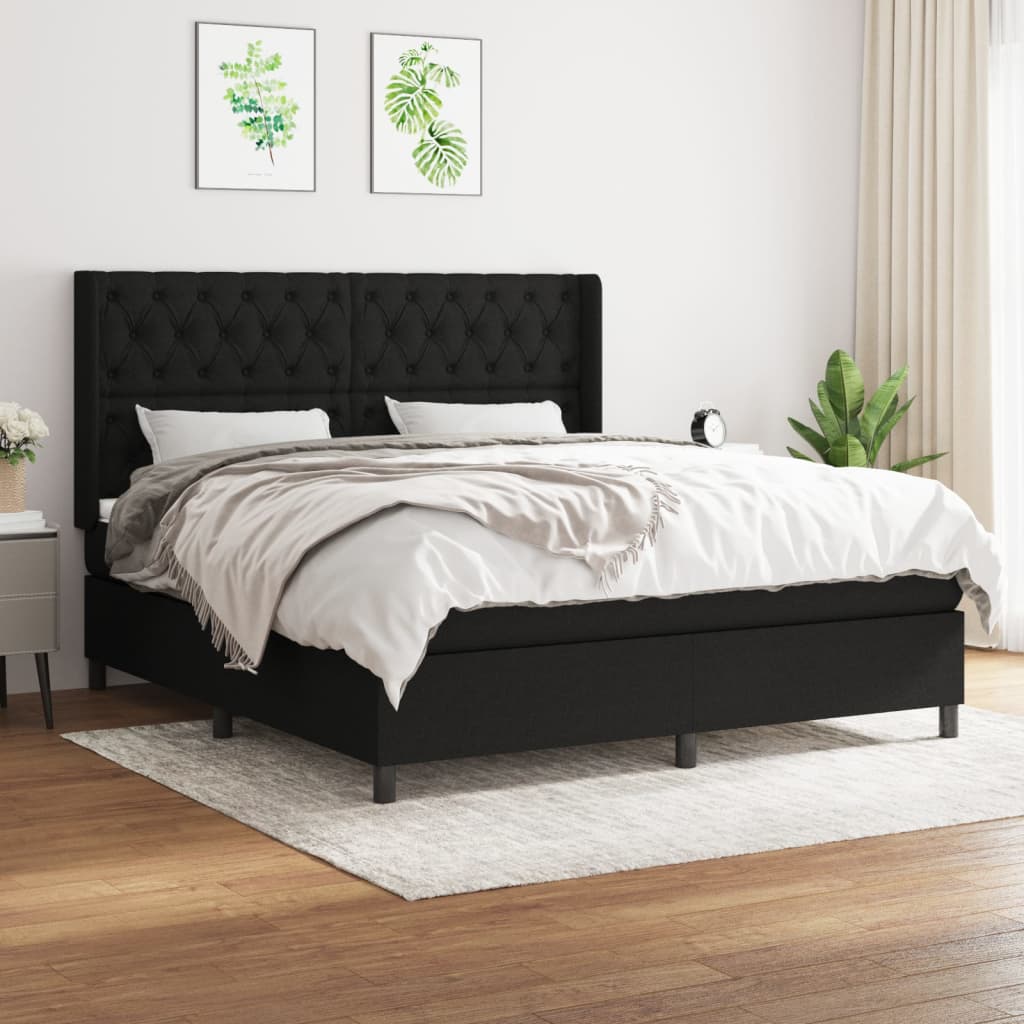 vidaXL Posteľný rám boxspring s matracom čierny 160x200 cm látka