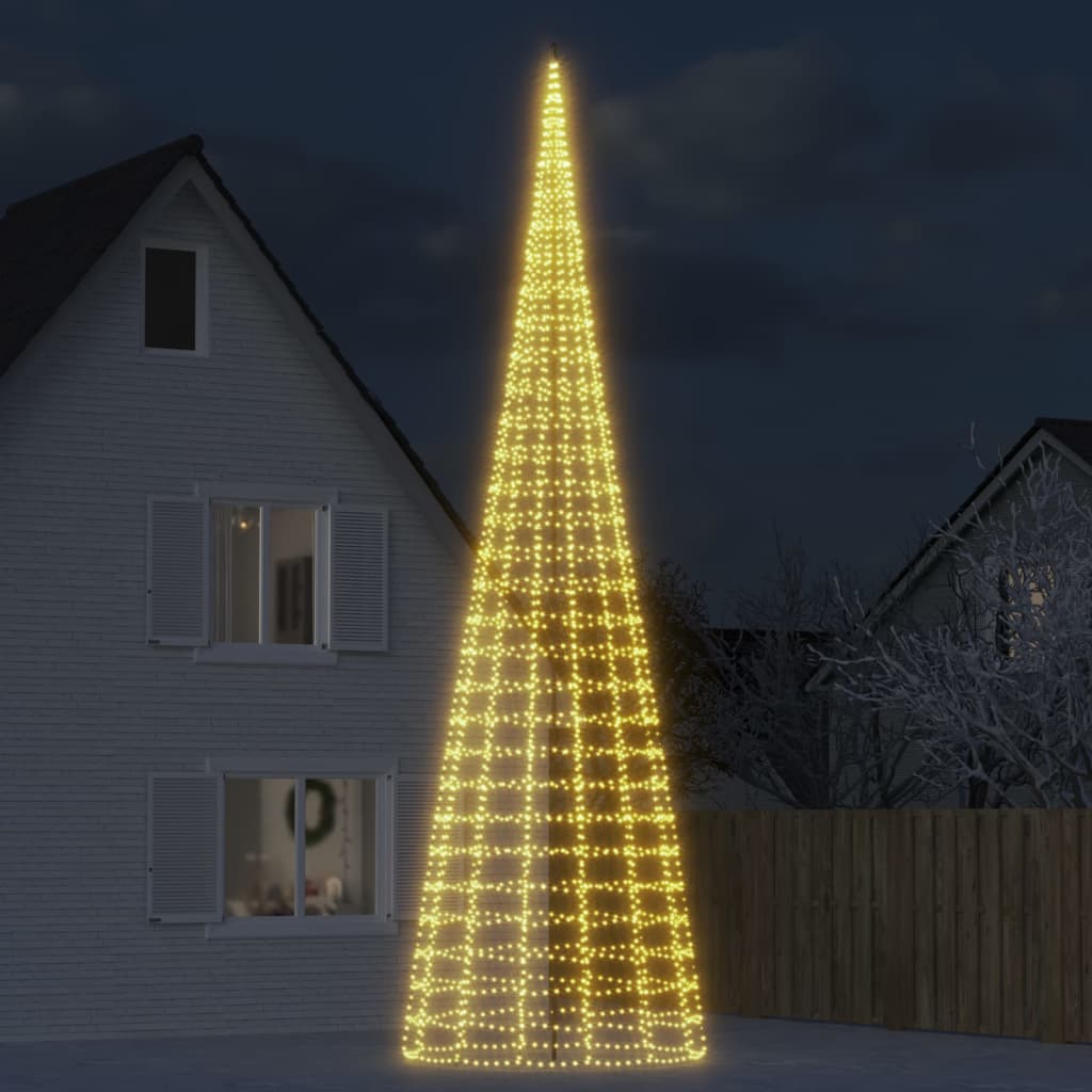 vidaXL LED vianočný stromček na stožiari 3000 LED teplá biela 800 cm