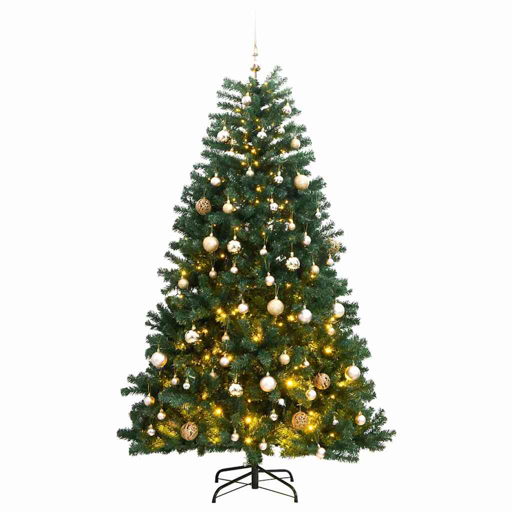 vidaXL Umelý výklopný vianočný stromček 300 LED a sada gúľ 240 cm