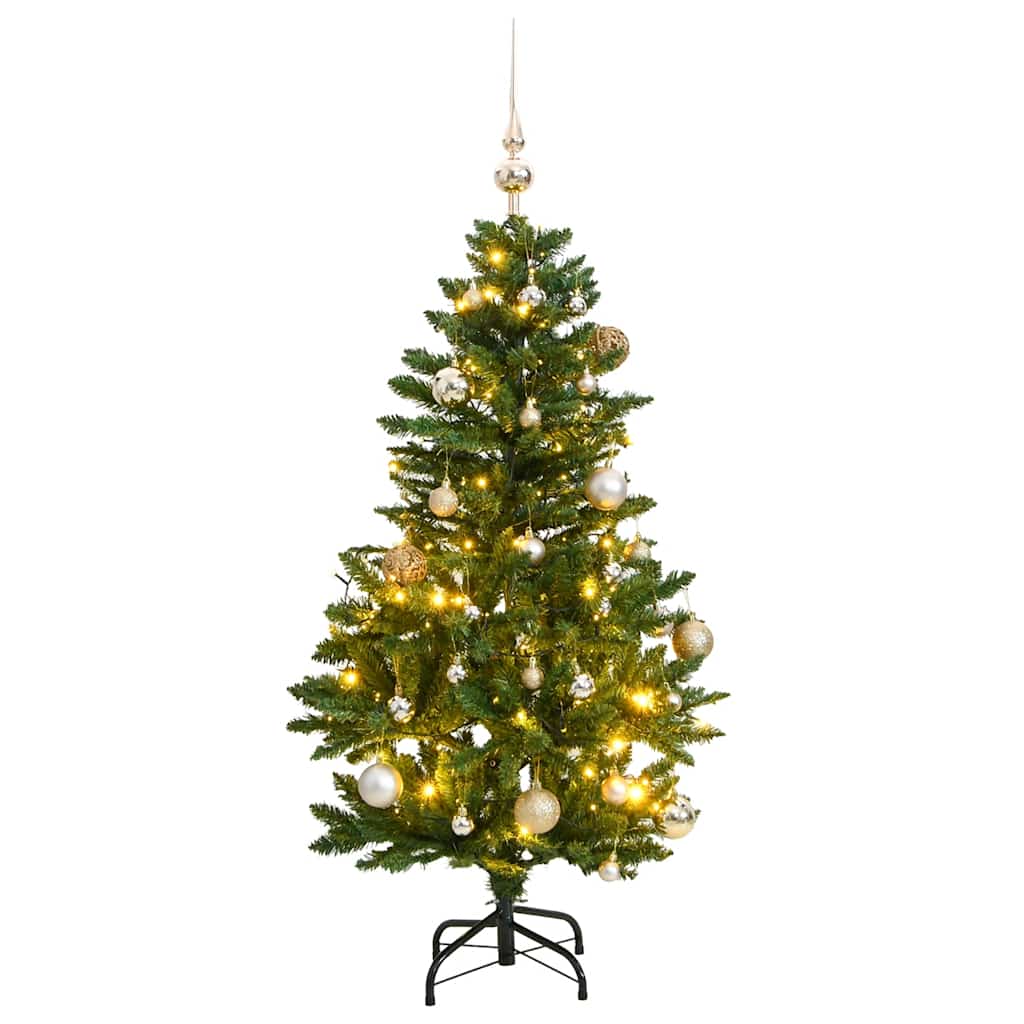vidaXL Umelý výklopný vianočný stromček 150 LED a sada gúľ 150 cm