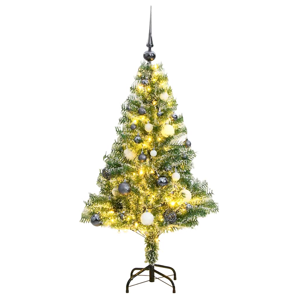 vidaXL Umelý vianočný stromček 150 LED, gule a vločky snehu 150 cm