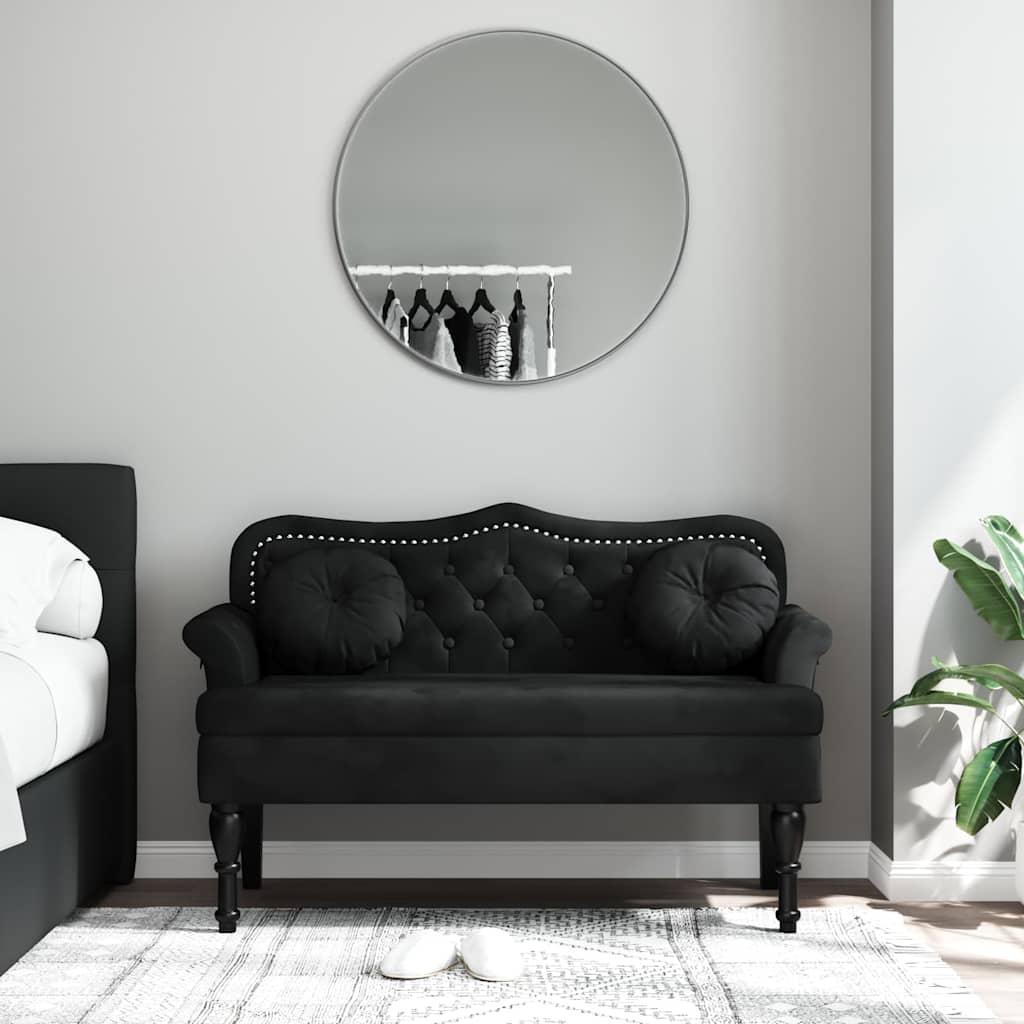 vidaXL Lavica s vankúšmi čierna 120,5x65x75 cm zamatová