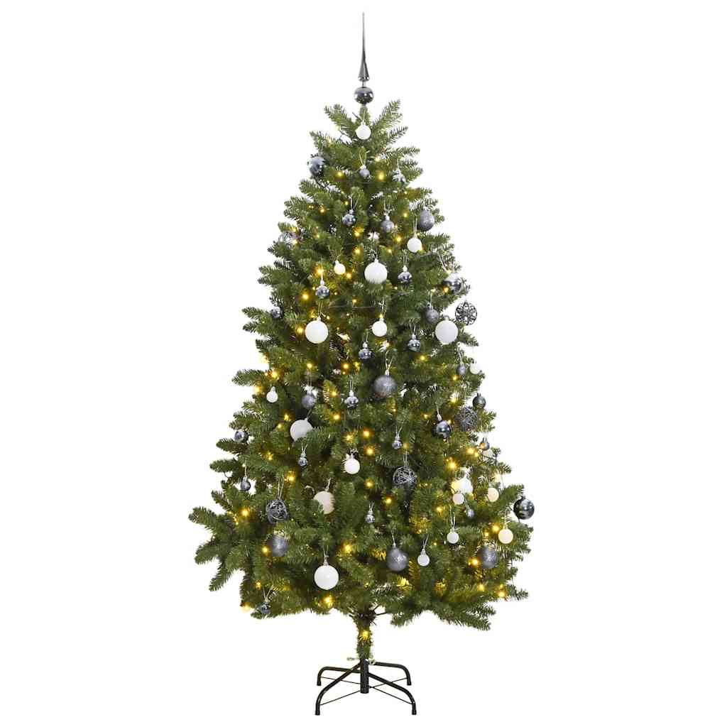 vidaXL Umelý výklopný vianočný stromček 300 LED a sada gúľ 270 cm