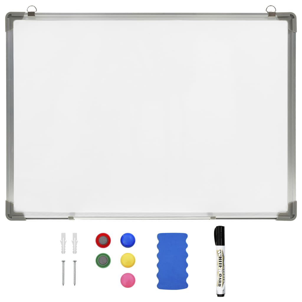 vidaXL Magnetická tabuľa stierateľná za sucha biela 90x60 cm oceľ