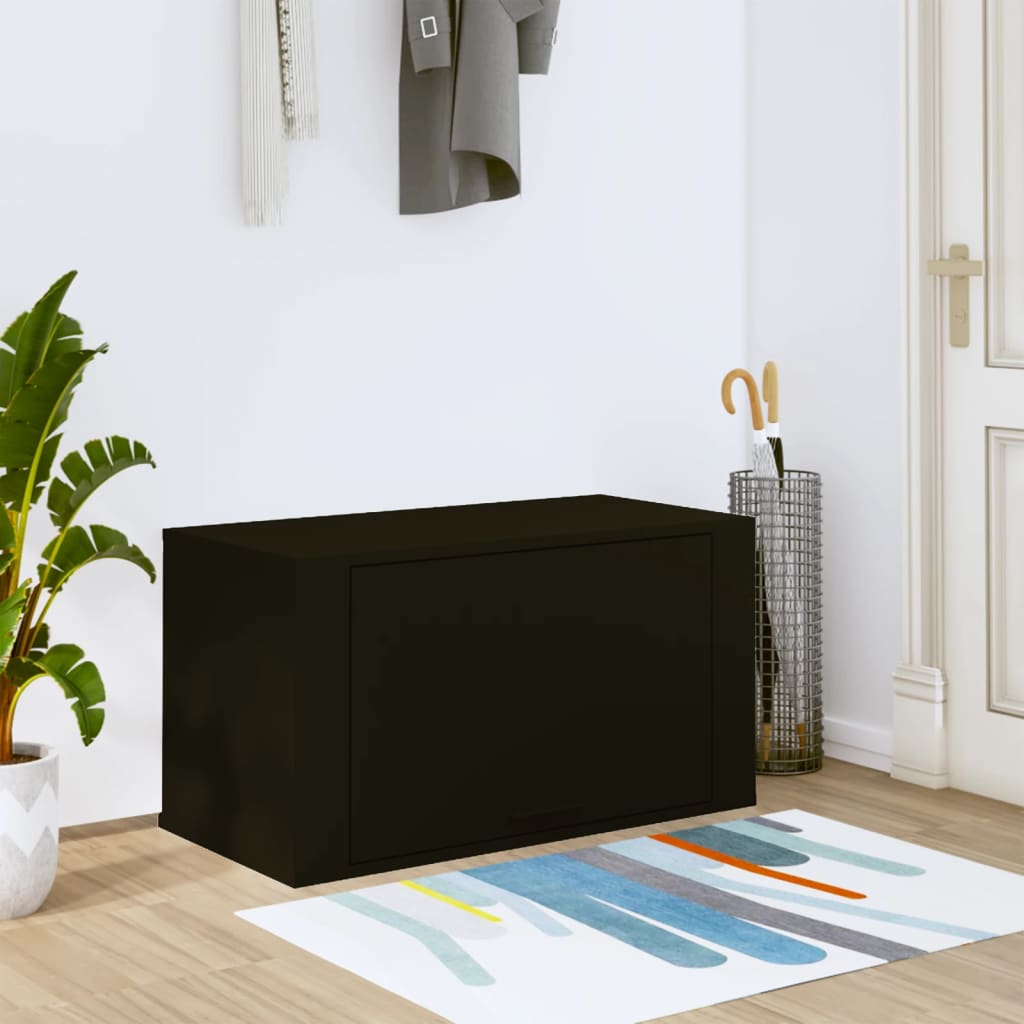 vidaXL Nástenný botník čierny 70x35x38 cm spracované drevo