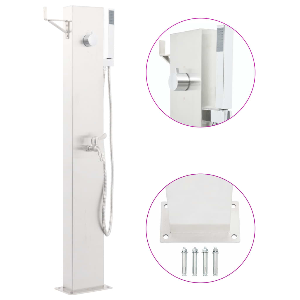 vidaXL Záhradná sprchová batéria 110 cm nehrdzavejúca oceľ