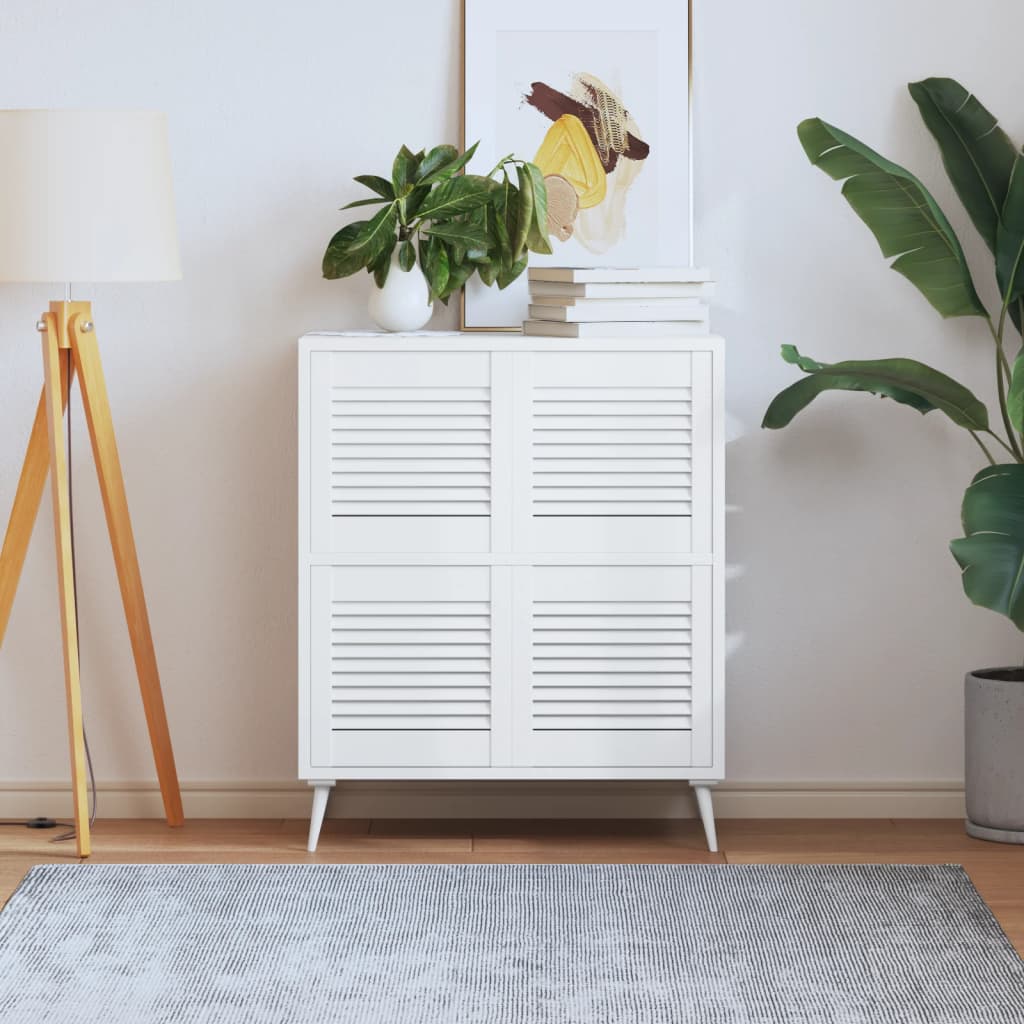 vidaXL Lamelové dvierka na skrinku 4 ks, biele 39,5x39,4 cm, borovica