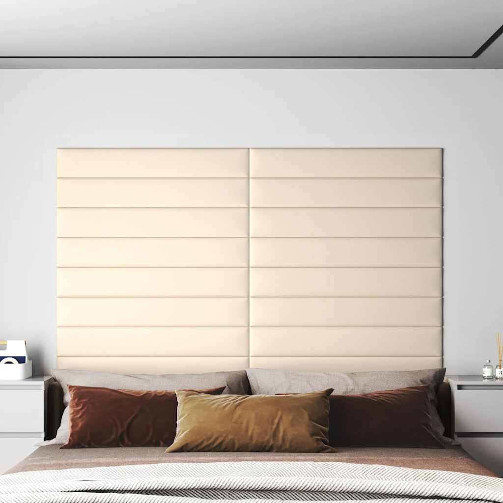 vidaXL Nástenné panely 12 ks krémové 90x15 cm zamat 1,62 m²