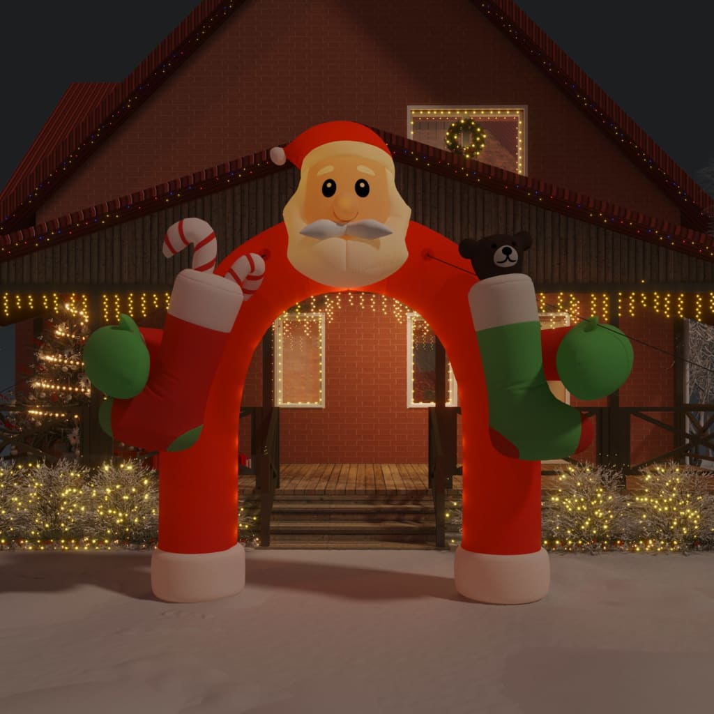 vidaXL Nafukovací vianočný oblúk s LED 380 cm