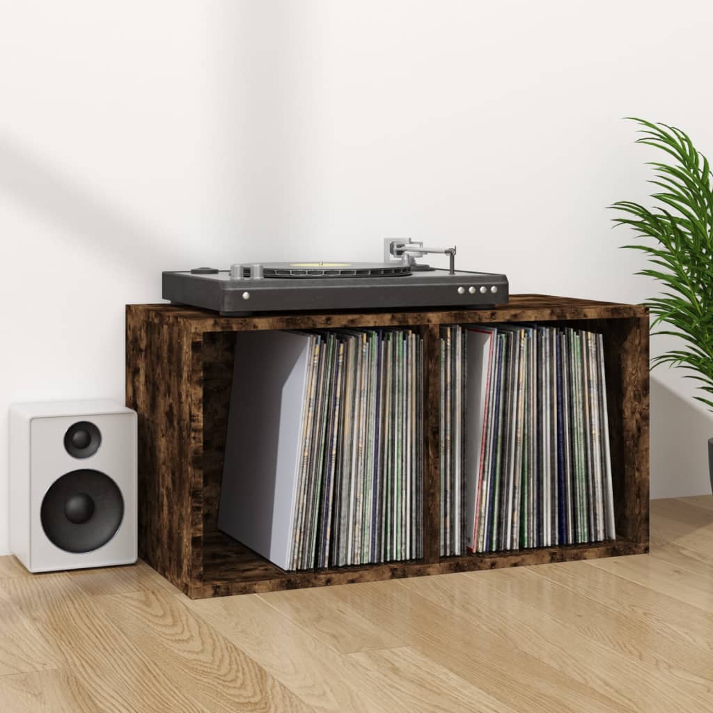 vidaXL Úložný box na vinyly, tmavý dub 71x34x36 cm, kompozitné drevo