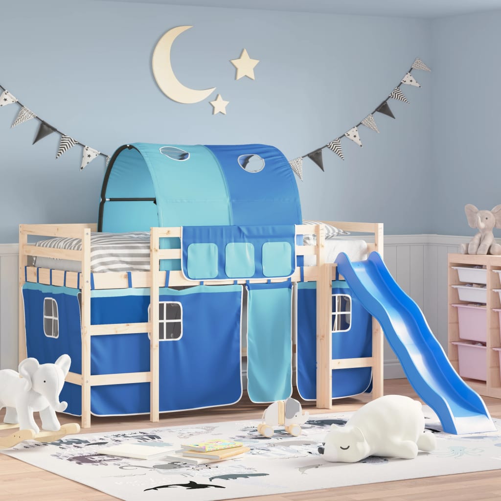 vidaXL Závesy pre poschodovú posteľ s tunelom modré polyester