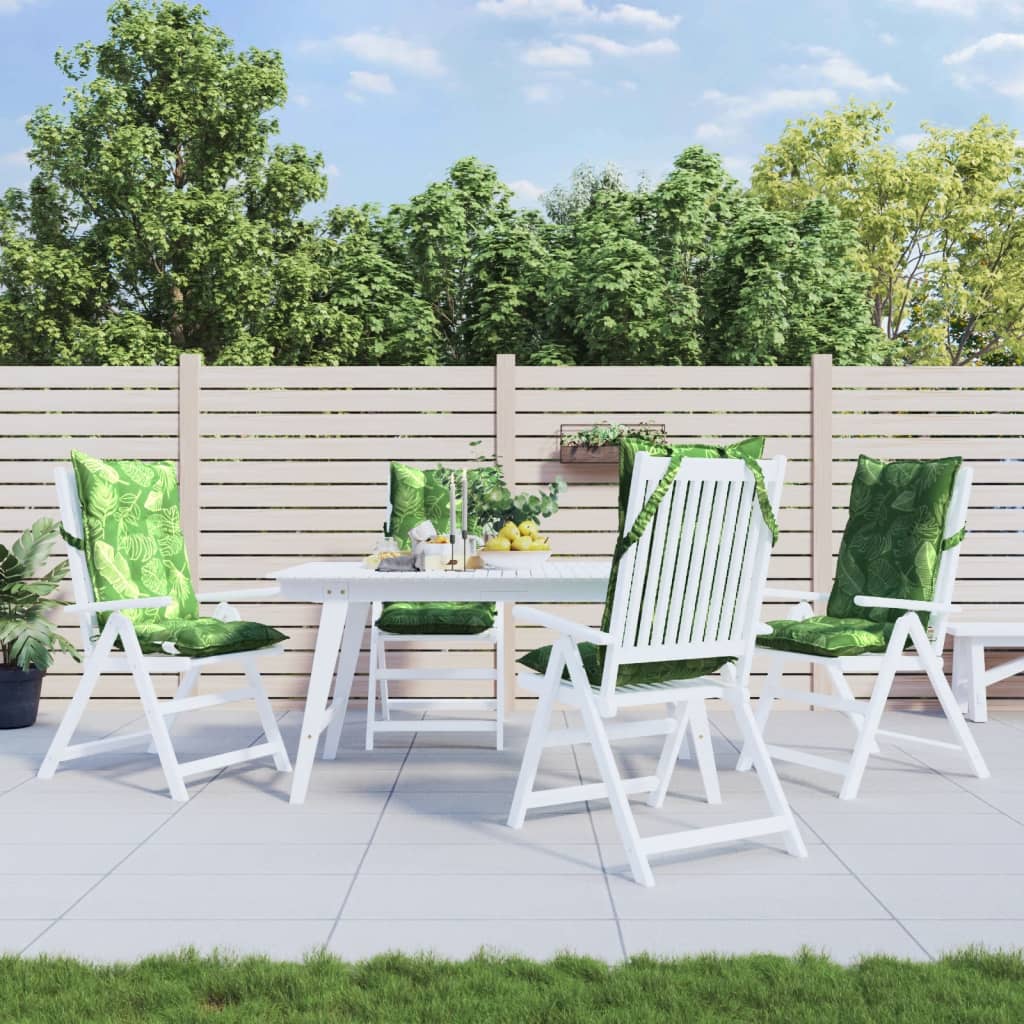 vidaXL Podušky na stoličky s vysokým operadlom 4 ks vzor lístia látka