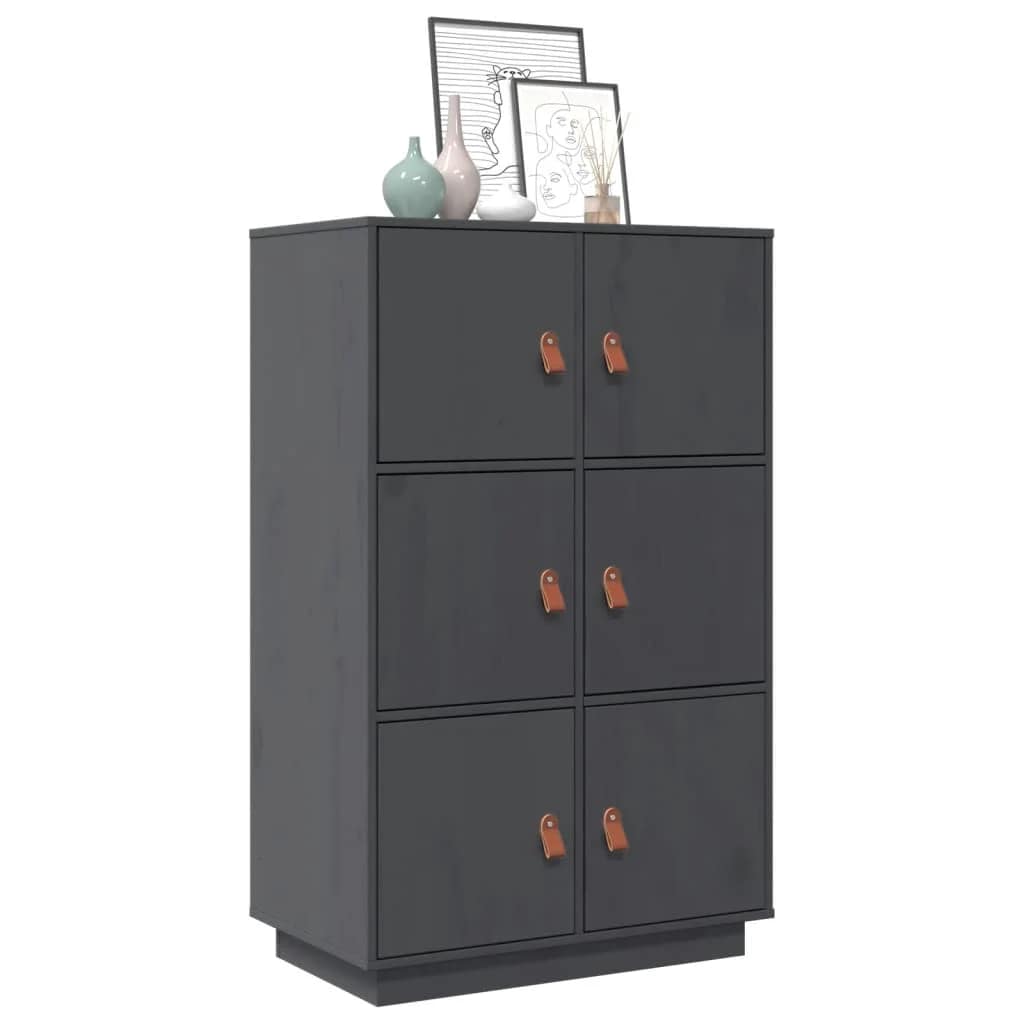 vidaXL Vysoká skrinka sivá 67x40x108,5 cm masívna borovica