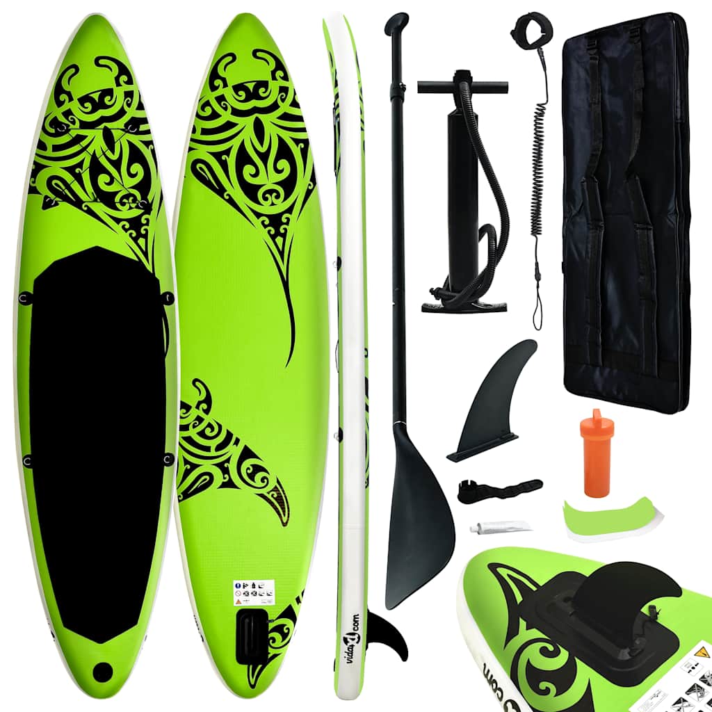 vidaXL Nafukovací Stand Up Paddleboard 366x76x15 cm zelený
