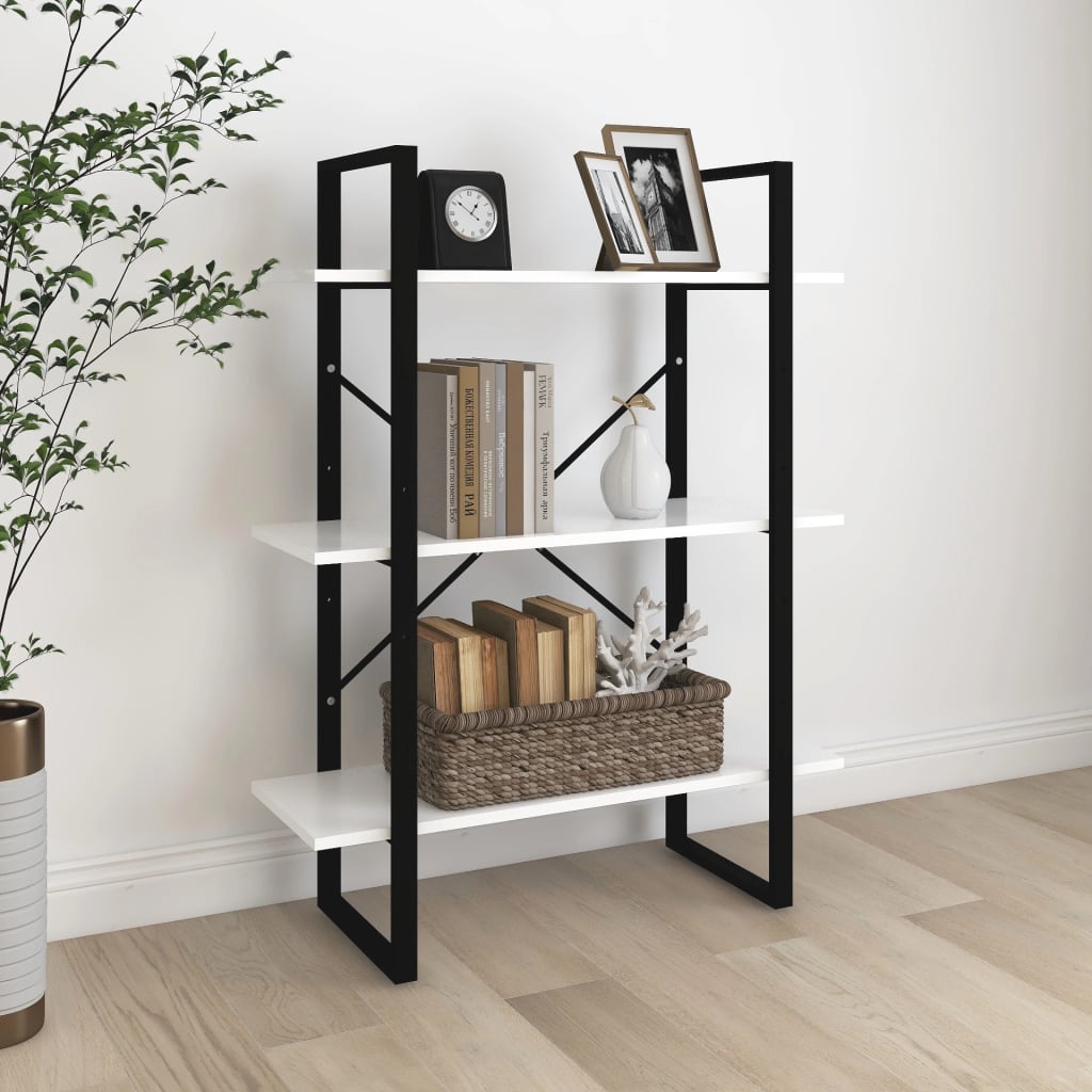 vidaXL Knižnica, biela 80x30x105 cm, kompozitné drevo